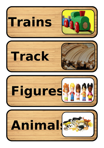 Wood effect picture labels for EYFS setting