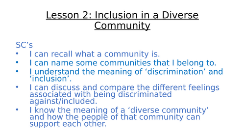 inclusion in a diverse community powerpoint presentation lesson discrimination inclusion