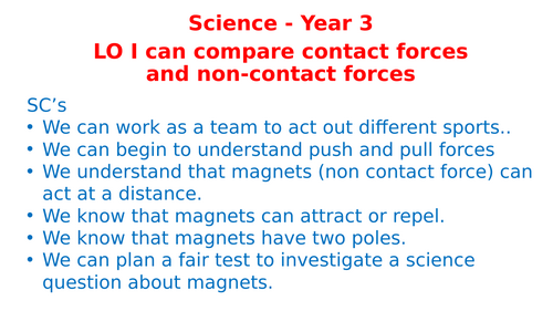 lesson 2 compare contact and non-contact forces Science powerpoint presentation