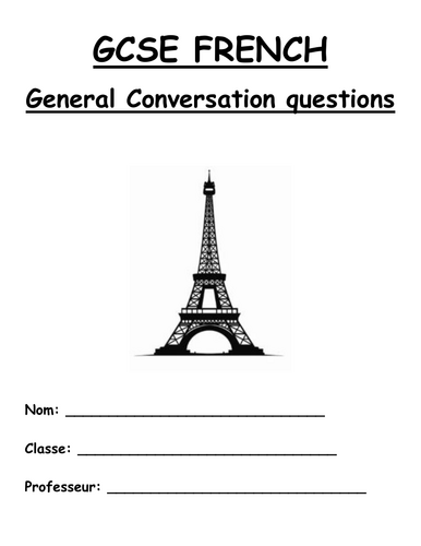 New GCSE French (2026) Edexcel Speaking Booklet