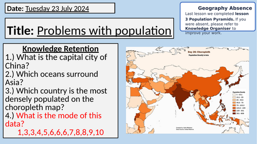 Problems with overpopulation - KS3 (Key Stage 3)