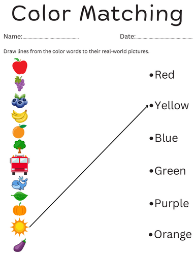 same color activity for kindergarten - colour matching activity printable