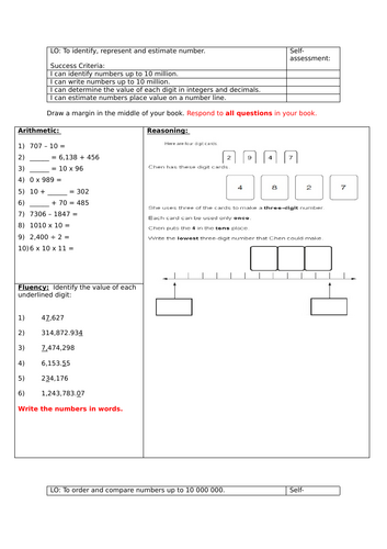 Place Value - unit of work