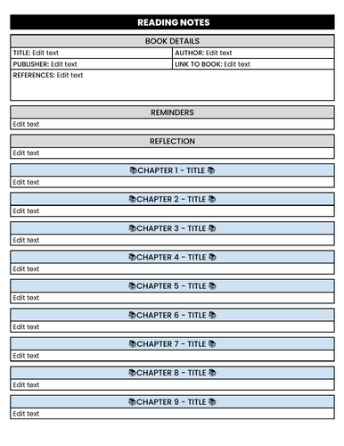 Book Notes Template