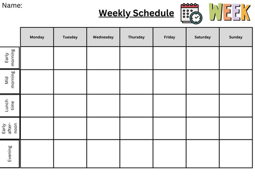 Weekly schedule