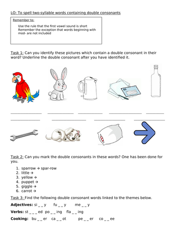 Double consonant spelling worksheet