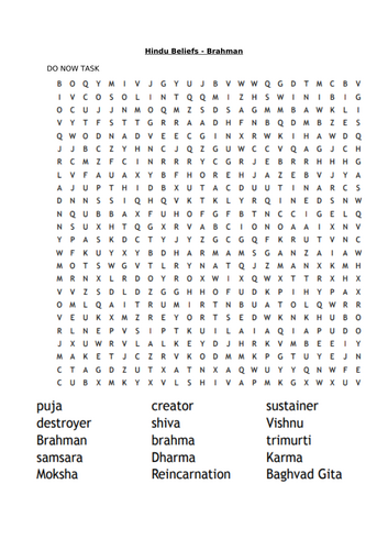 An introduction to Hinduism Work Booklet