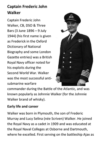 Captain Frederic John Walker - Battle of the Atlantic Handout