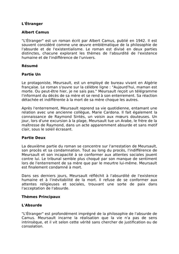 L'Étranger - Albert Camus (Overview)