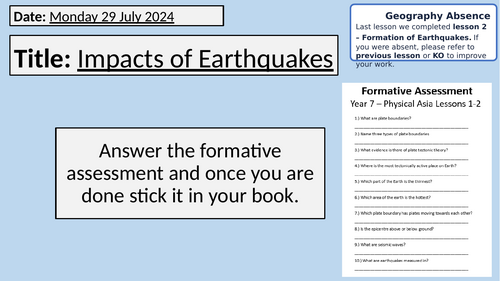 Impacts of Kobe Earthquake 1995 - KS3 (Key Stage 3)