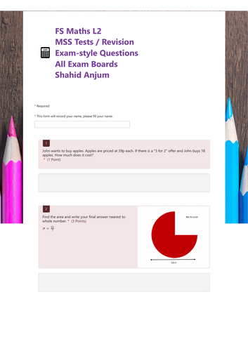 FS Maths L2 MSS Exam-style Calculator paper Qs