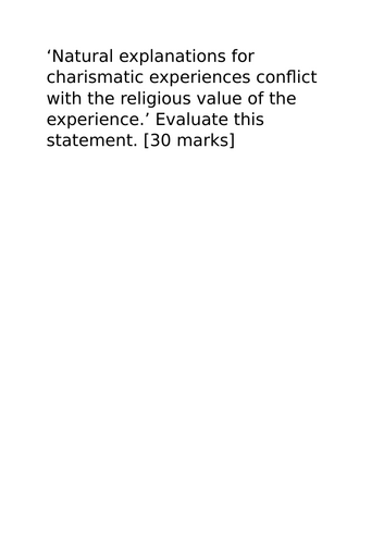 A-Level RS: Religious Experience (Christianity) 30 Mark Essay + Model + Plan (Eduqas)