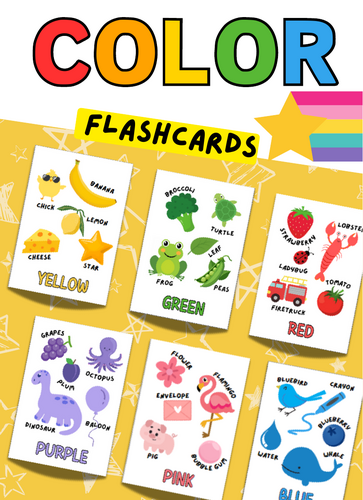 Color Flashcards, Preschool Flashcards, Printable Color Cards, Learning Colors.