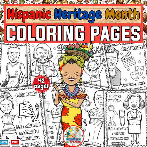 Hispanic Heritage Month Coloring Pages | Spanish Historical Figures activites