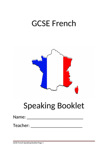GCSE French Speaking Examination Booklet and Resources (2016 Specification)