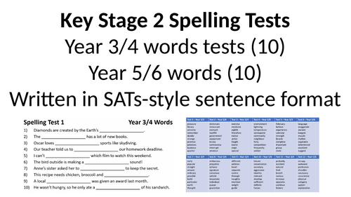 Year 3/4 & Year 5/6 Words Spelling Tests