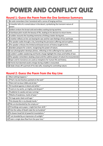 Power and Conflict Quiz with Answers