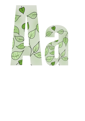 Green leaf themed display letters