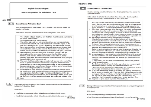 A Christmas Carol - Past paper practice questions