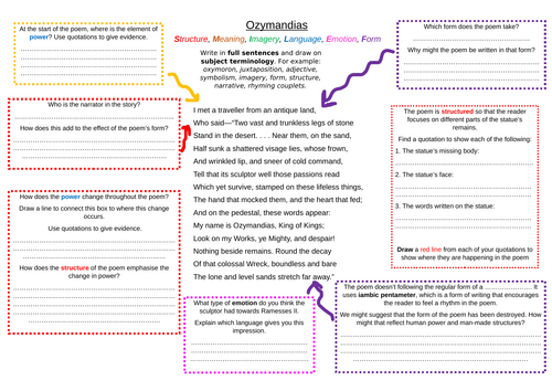 AQA Ozymandias Analysis sheet