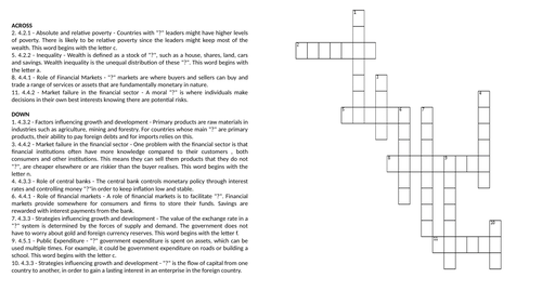 A Level Economics - Pearson Edexcel - Crosswords