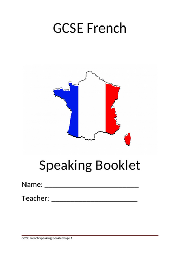 GCSE French Speaking Booklet (2024 Specification)