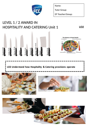 WJEC Hospitality and Catering LO2 workbook and powerpoint