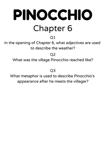 Pinocchio Chapters 6-10 Comprehension Wordsworth Edition