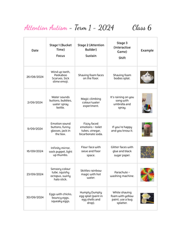 Attention Autism Term 1 Plan (August-December)