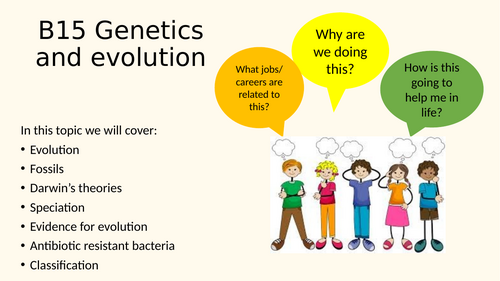 B15 Genetics and Evolution (TRIPLE lessons only) Darwin/ Lamarck's theory/ Speciation