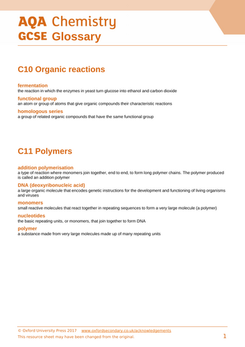 C10 Organic reactions TRIPLE (complete topic) GCSE AQA