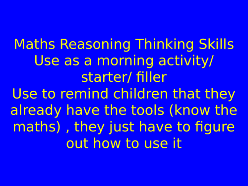 Maths Reasoning Activities (It's Nothing New)