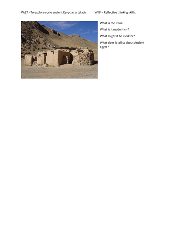 Egyptian Artifact Reflection worksheet