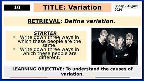 Variation and Human Reproduction (Year 7 ) KS3 Activate