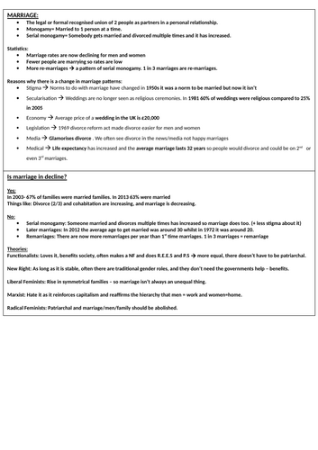 WJEC GCSE Sociology Paper 1 Family Section