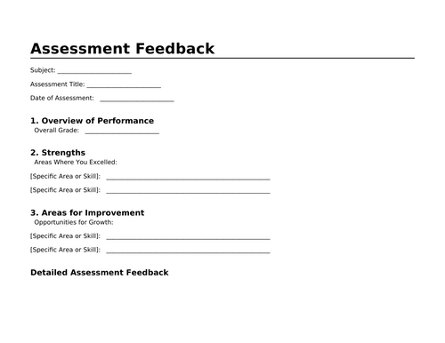 Student Assessment Feedback Sheet