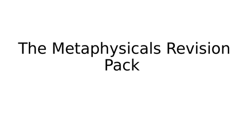 The Metaphysical Poets A Level Revision Pack