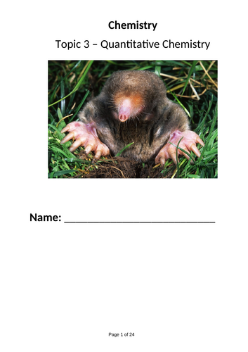 Revision Booklet with Answers - Quantitative Chemistry - Topic 3 - GCSE AQA Combined Science