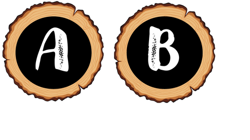 Wood slice lettering