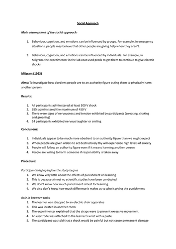 CIE 9990 Social Approach Summary Sheet