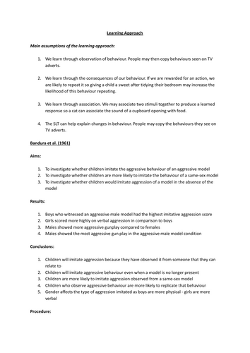 CIE 9990 Learning Approach Summary Sheet