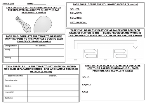 States of Matter and Separating Mixtures (Year 7) KS3 Activate