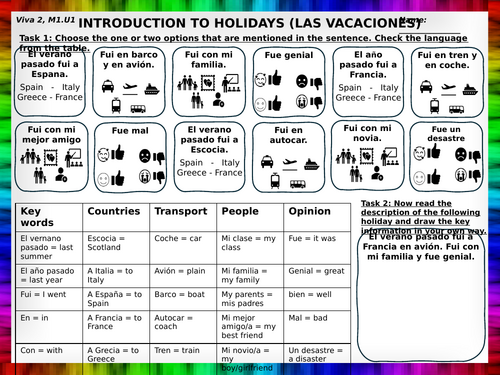 Introduction to holidays. KS3. Viva 2