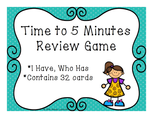 2nd Grade Activity Telling Time to the Nearest 5 Minutes Review Game