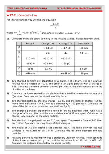 E. Fields: Coulomb's Law Calculations