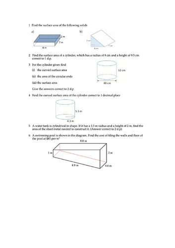 VOLUME AND SURFACE AREA