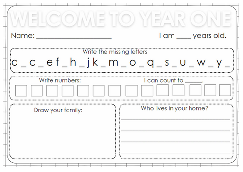 Year 1 First Day Assessment