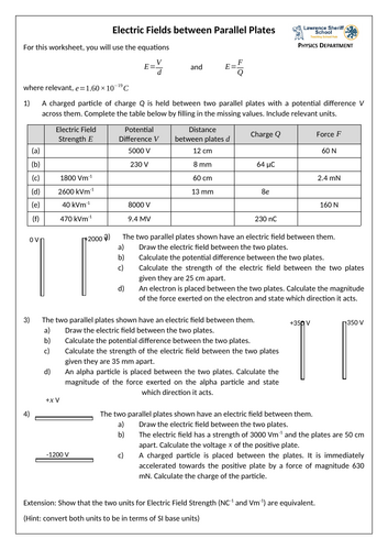 Electric Fields between Parallel Plates