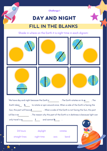 Space: Day and Night Worksheet