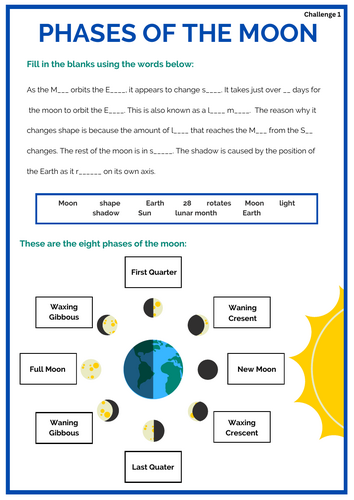 Space: Moon and Earth Worksheet